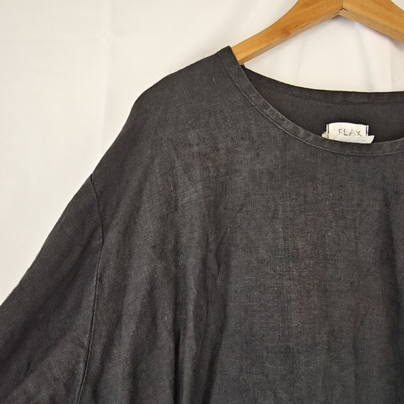 FLAX By Angelheart Vintage Linen Black Long Sleeve T-Shirt Size Large Women's - Picture 8 of 12
